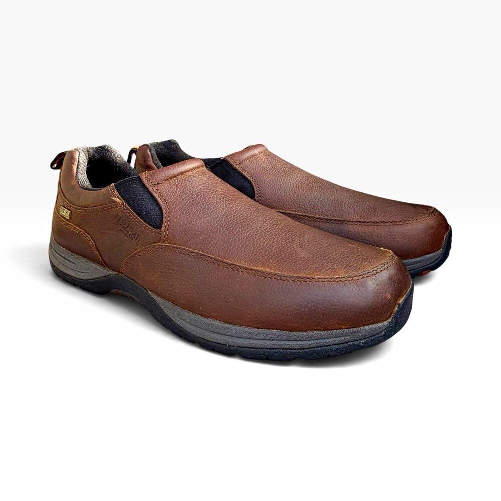 RedHead Bone Dry Waterproof Leather Slip On Shoes Mens 12 EE Wide Brown 8824